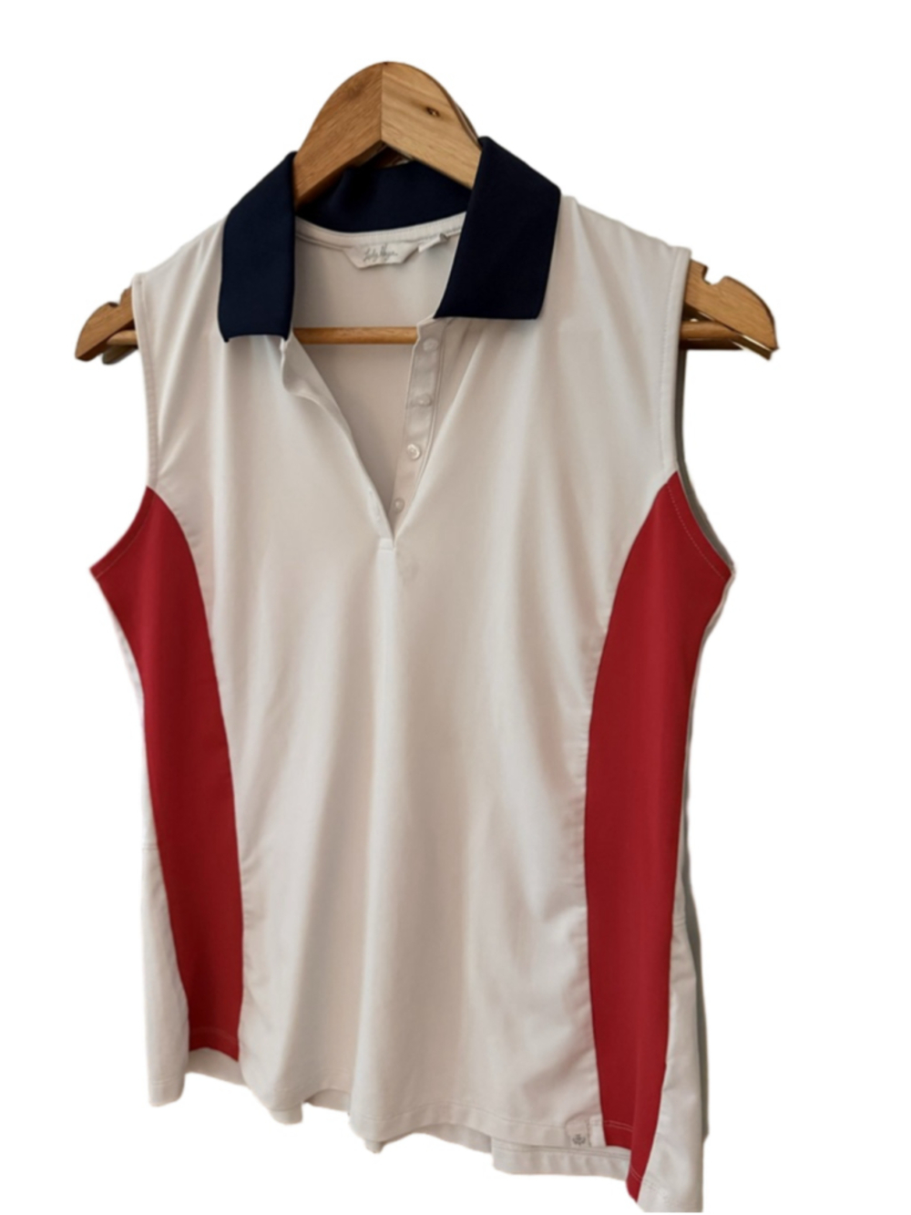 Women's Lady Hagen White Red Navy Sleeveless Golf Polo Tank Top S